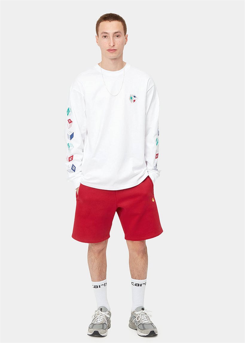 Carhartt WIP I028950 Chase cornel/gold sweat shorts