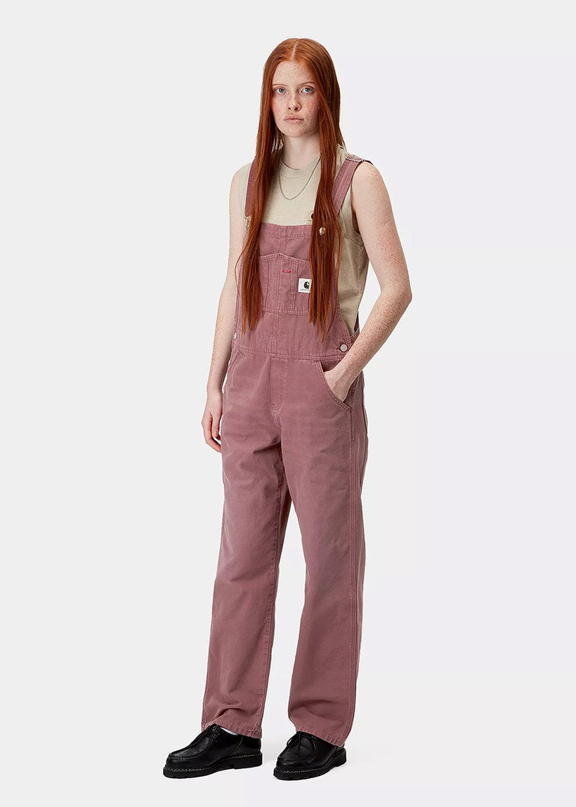 Carhartt WIP I034828 W' Bib dusky pink stone canvas straight overalls