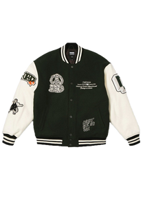Dr Denim Annivarsity Patched green jacket