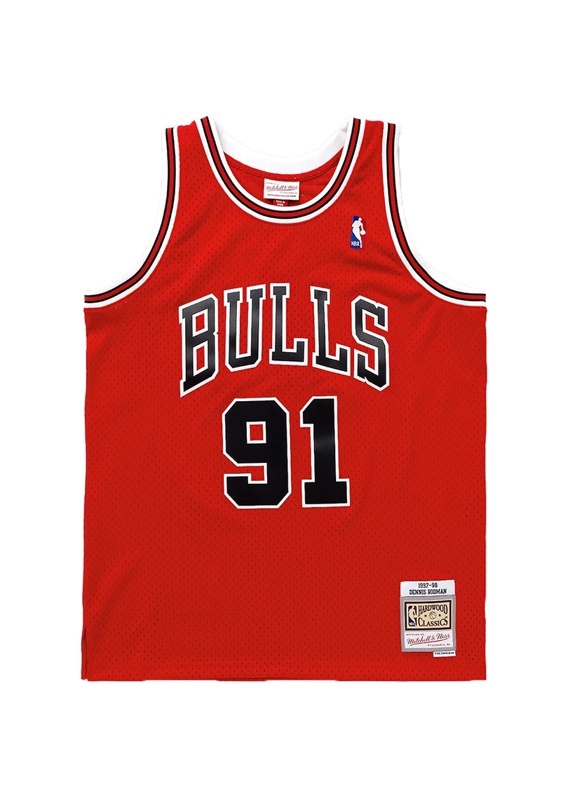 Mitchell &amp; Ness NBA Swingman Road Bulls 97 Dennis Rodman red jersey
