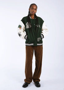 Dr Denim Annivarsity Patched green jacket