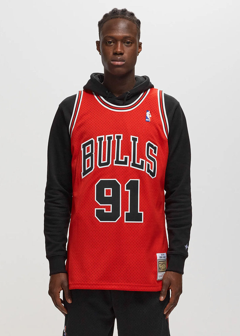 Mitchell &amp; Ness NBA Swingman Road Bulls 97 Dennis Rodman red jersey
