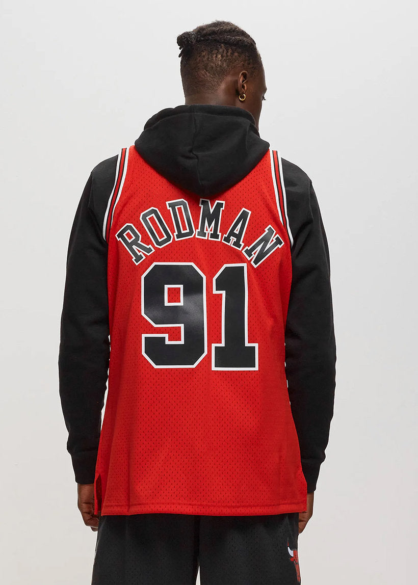 Mitchell &amp; Ness NBA Swingman Road Bulls 97 Dennis Rodman red jersey