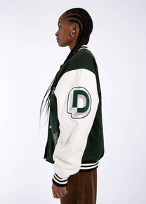 Dr Denim Annivarsity Patched green jacket