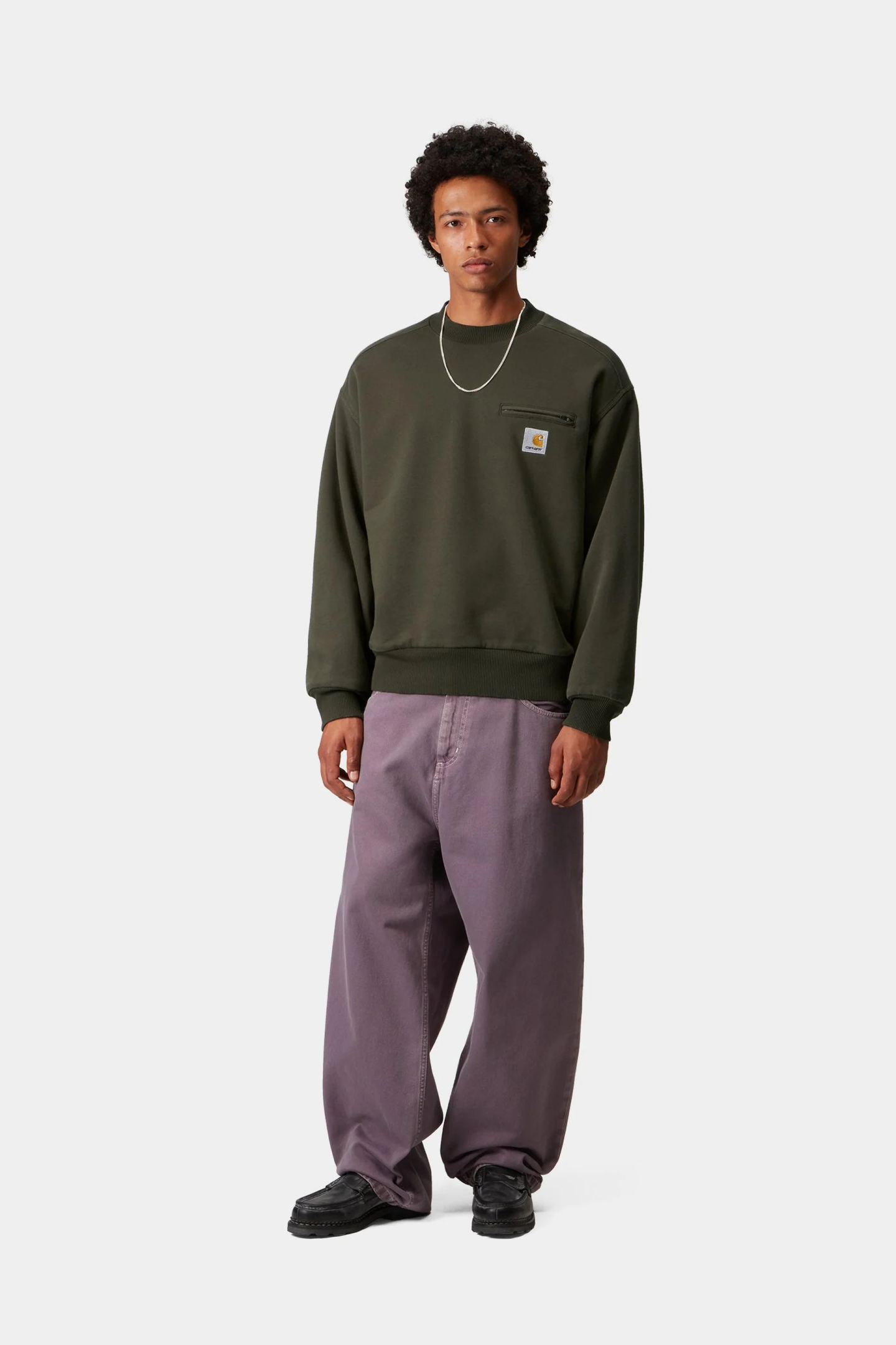 Carhartt WIP I035547 Detroit olive stone washed sweatshirt