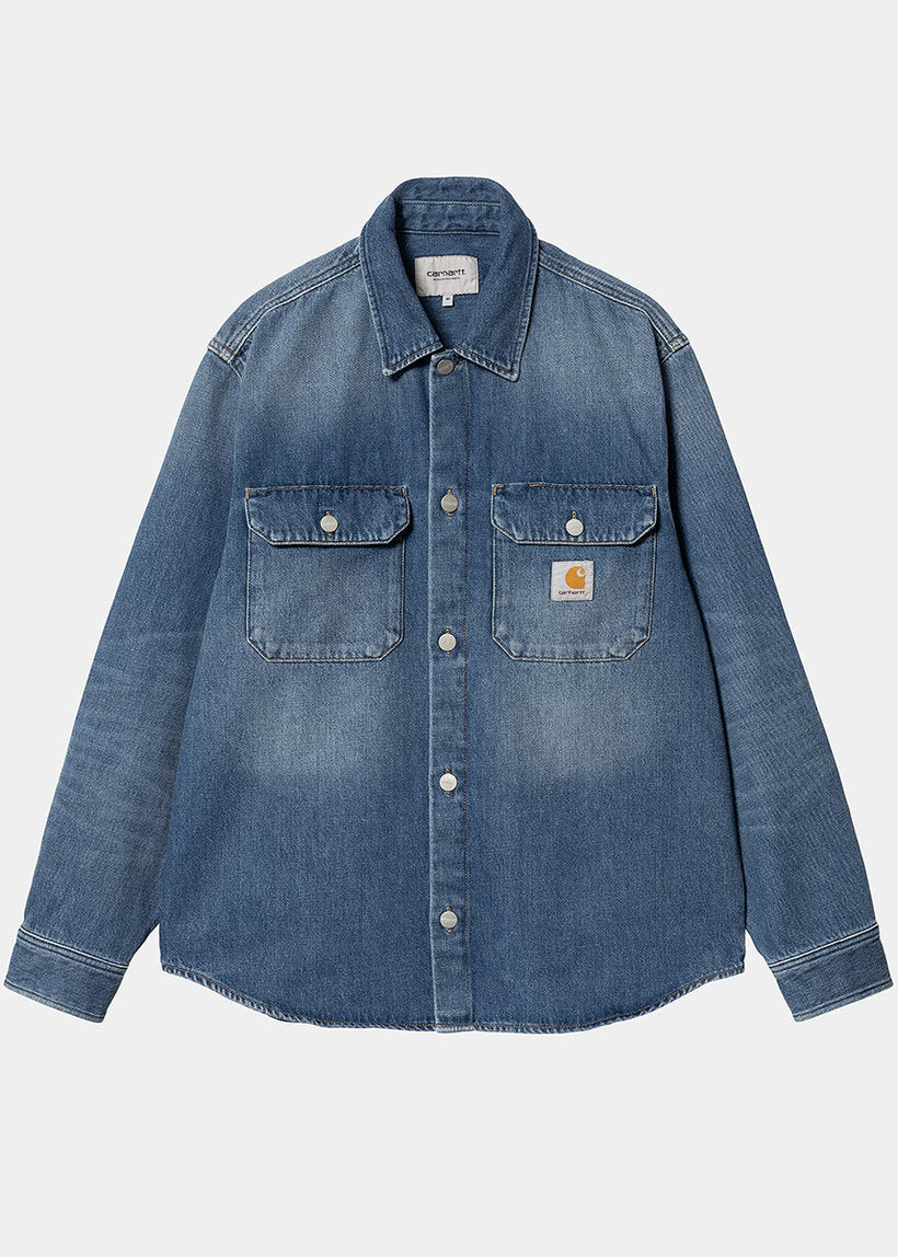 Carhartt WIP I033346 Harvey dark used washed blue shirt jac
