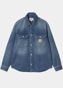 Carhartt WIP I033346 Harvey dark used washed blue shirt jac