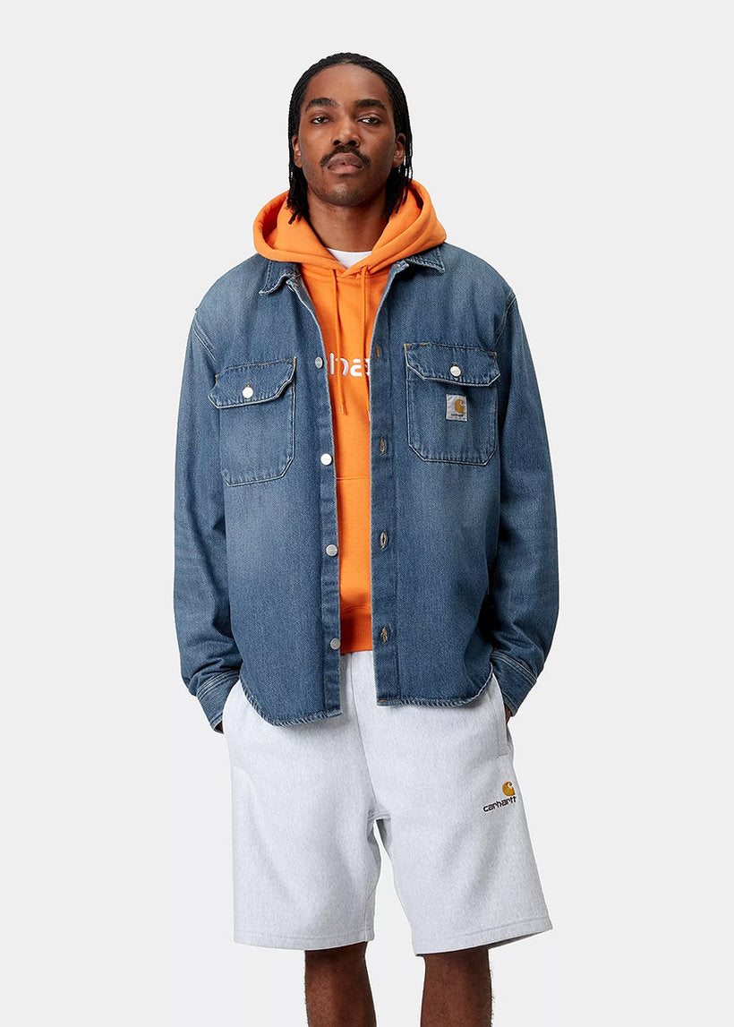 Carhartt WIP I033346 Harvey dark used washed blue shirt jac