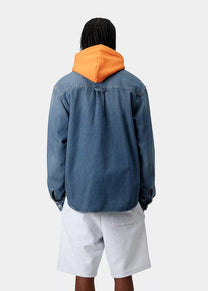 Carhartt WIP I033346 Harvey dark used washed blue shirt jac