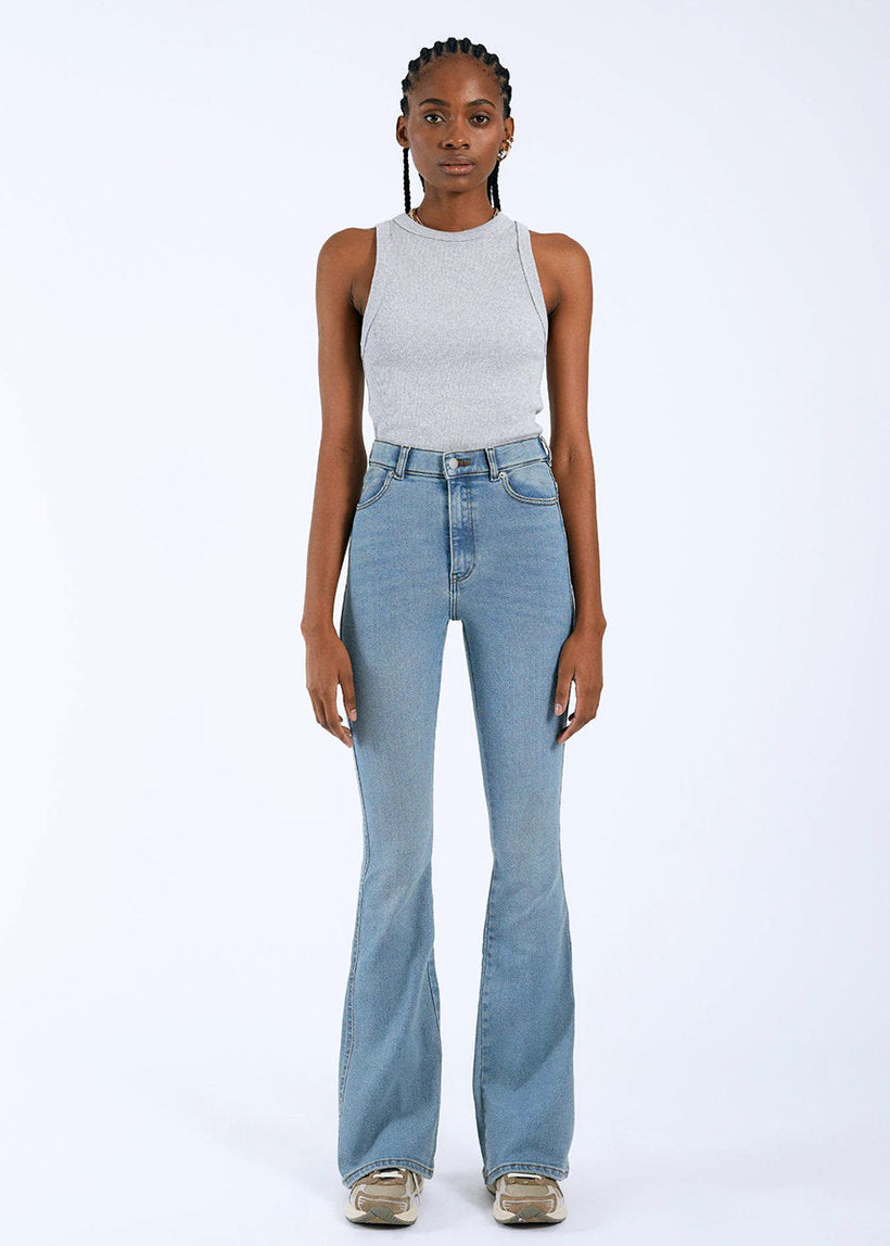 Dr Denim Moxy Flare cape light vintage worn