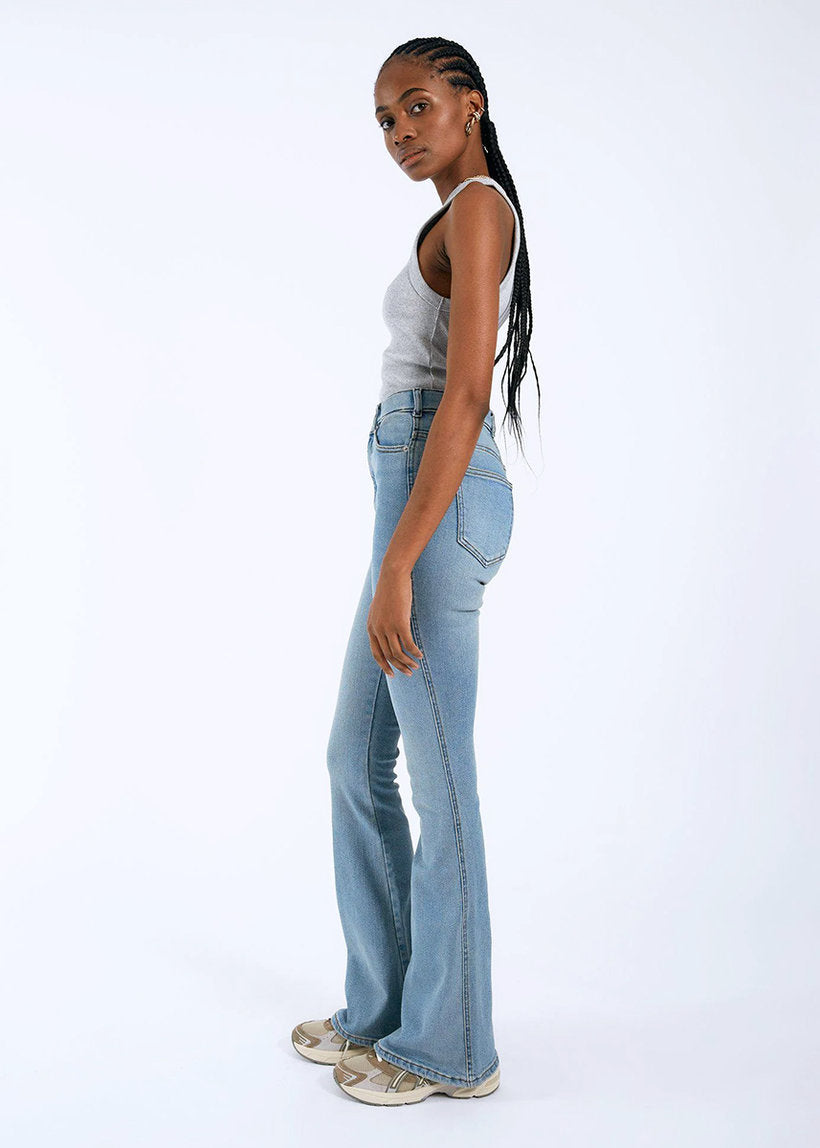 Dr Denim Moxy Flare cape light vintage worn