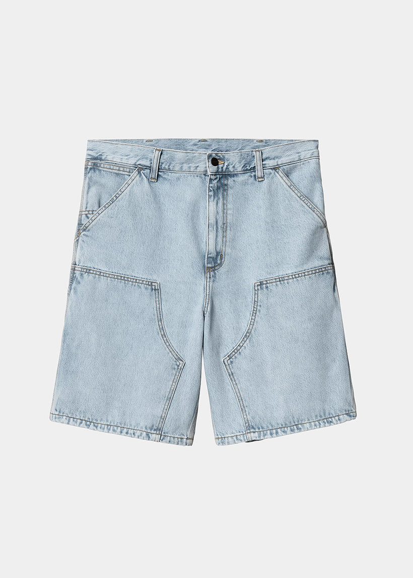 Carhartt WIP I034867 Double Knee blue heavy stone bleached shorts