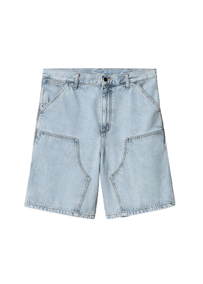Carhartt WIP I034867 Double Knee blue heavy stone bleached shorts