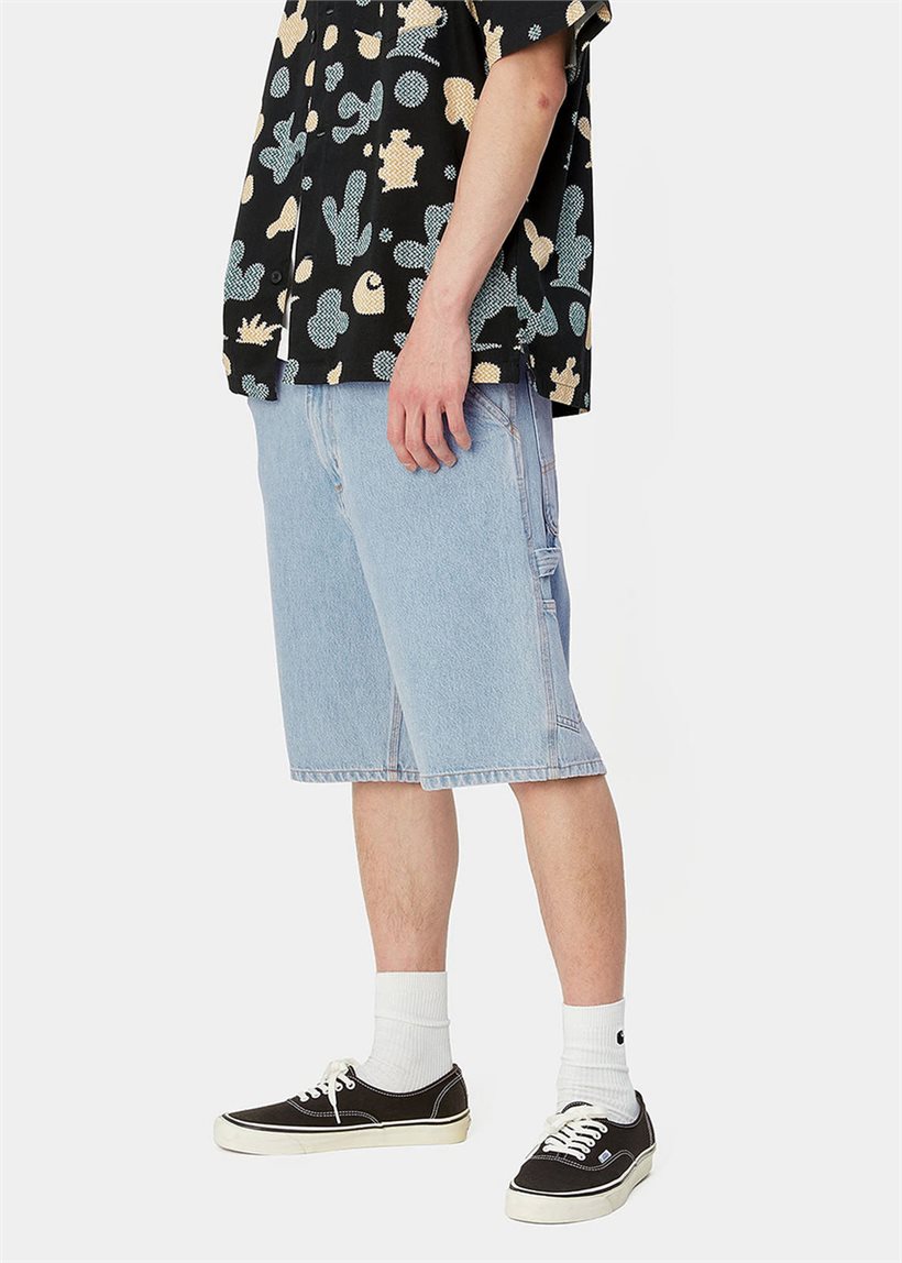 Carhartt WIP I032026 Single Knee blue heavy stone bleached shorts