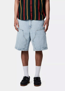 Carhartt WIP I034867 Double Knee blue heavy stone bleached shorts