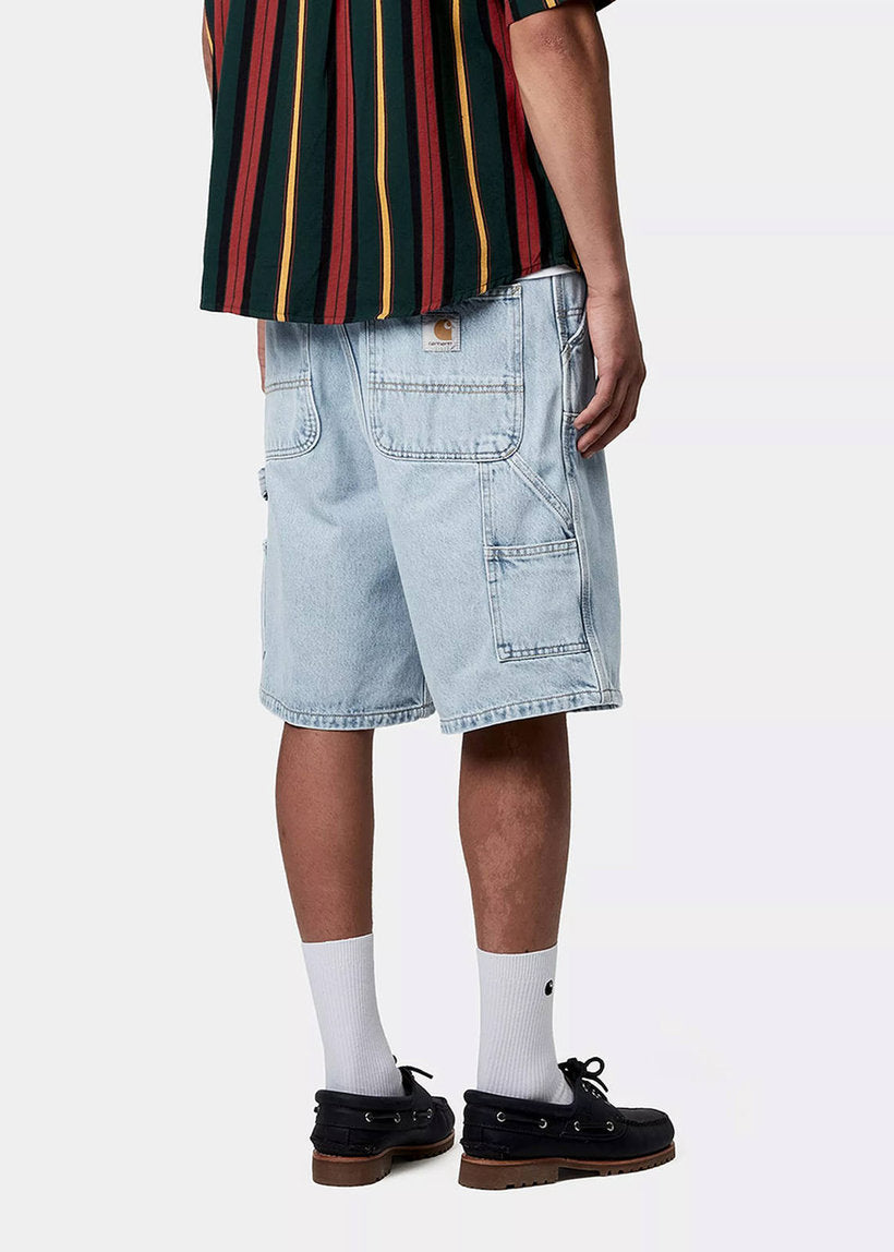 Carhartt WIP I034867 Double Knee blue heavy stone bleached shorts