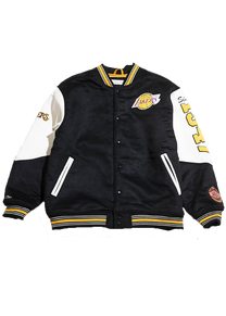 Mitchell &amp; Ness NBA Team History Vintage Logo Lakers JK8458-LALBLCK black varsity jacket