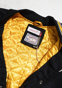 Mitchell &amp; Ness NBA Team History Vintage Logo Lakers JK8458-LALBLCK black varsity jacket