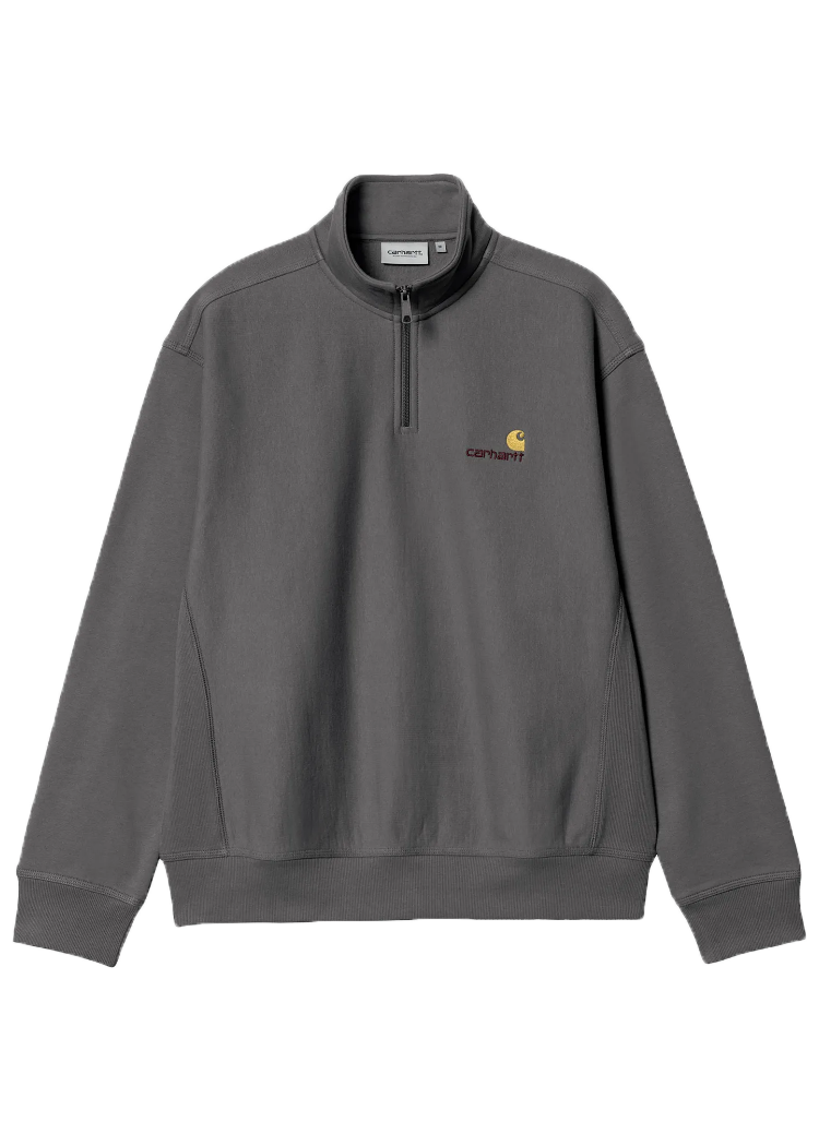 Carhartt WIP I027014 American Script porphyry half zip sweatshirt