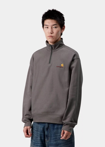 Carhartt WIP I027014 American Script porphyry half zip sweatshirt