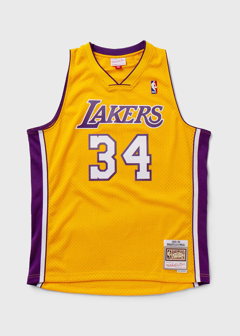 Mitchell &amp; Ness NBA Swingman Home Lakers 99 Shaquille O'Neal yellow jersey