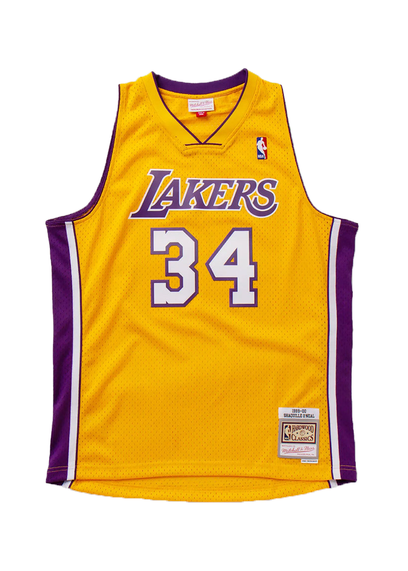 Mitchell &amp; Ness NBA Swingman Home Lakers 99 Shaquille O'Neal yellow jersey