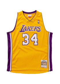 Mitchell &amp; Ness NBA Swingman Home Lakers 99 Shaquille O'Neal yellow jersey