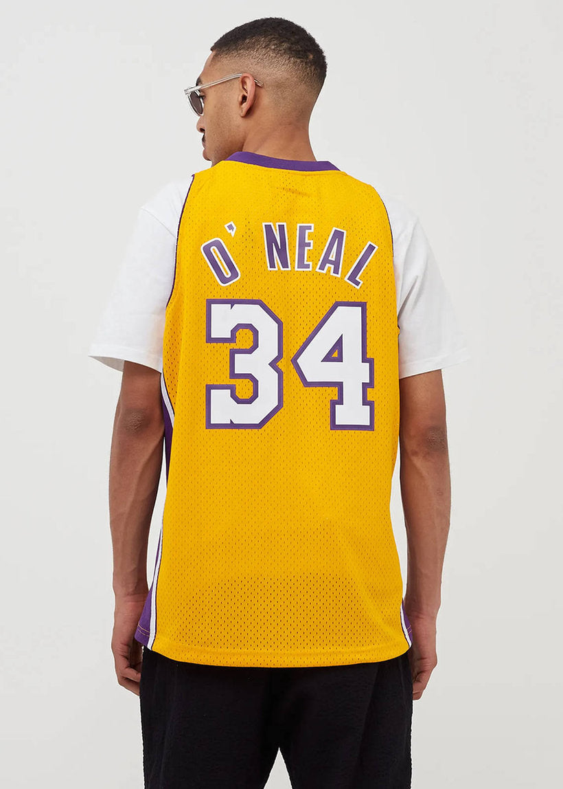 Mitchell &amp; Ness NBA Swingman Home Lakers 99 Shaquille O'Neal yellow jersey