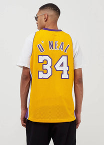 Mitchell &amp; Ness NBA Swingman Home Lakers 99 Shaquille O'Neal yellow jersey