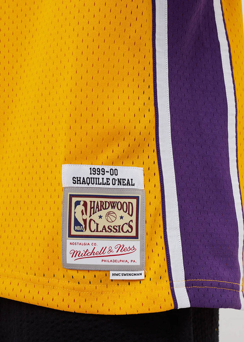 Mitchell &amp; Ness NBA Swingman Home Lakers 99 Shaquille O'Neal yellow jersey