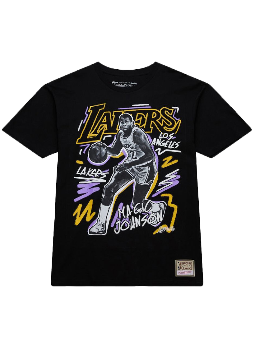 Mitchell &amp; Ness NBA Chalked Up Los Angeles Lakers Magic Johnson black tee