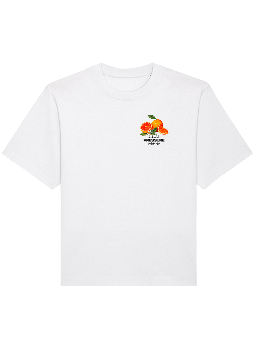 Pressure Portokali white tee