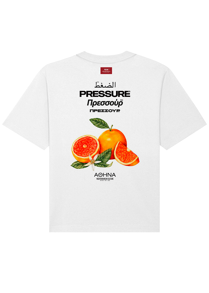 Pressure Portokali white tee