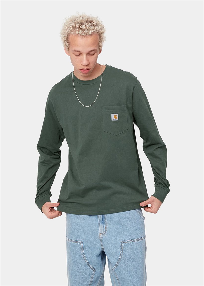 Carhartt WIP I022094 Pocket hemlock green L/S tshirt