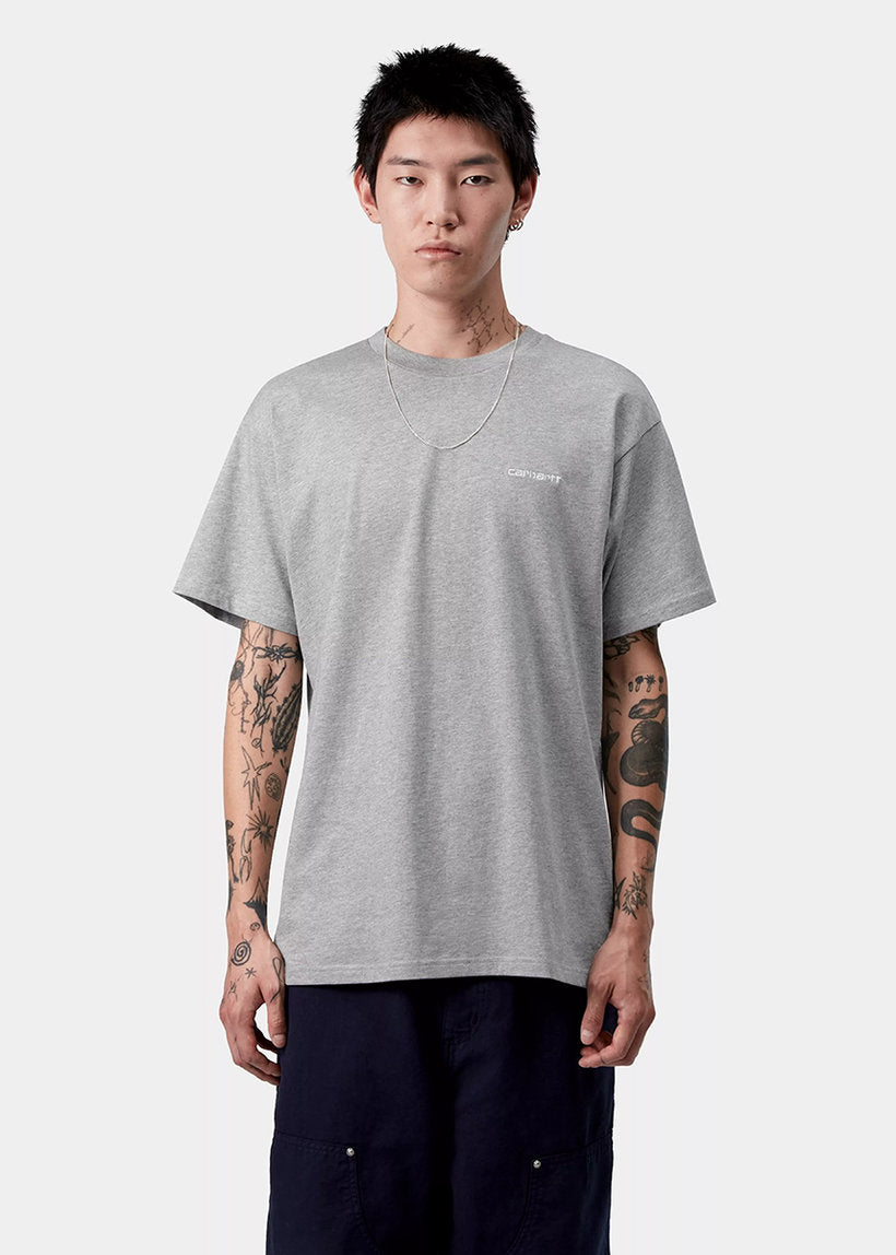 Carhartt WIP I030435 S/S Script Embroidery grey heather/white tshirt