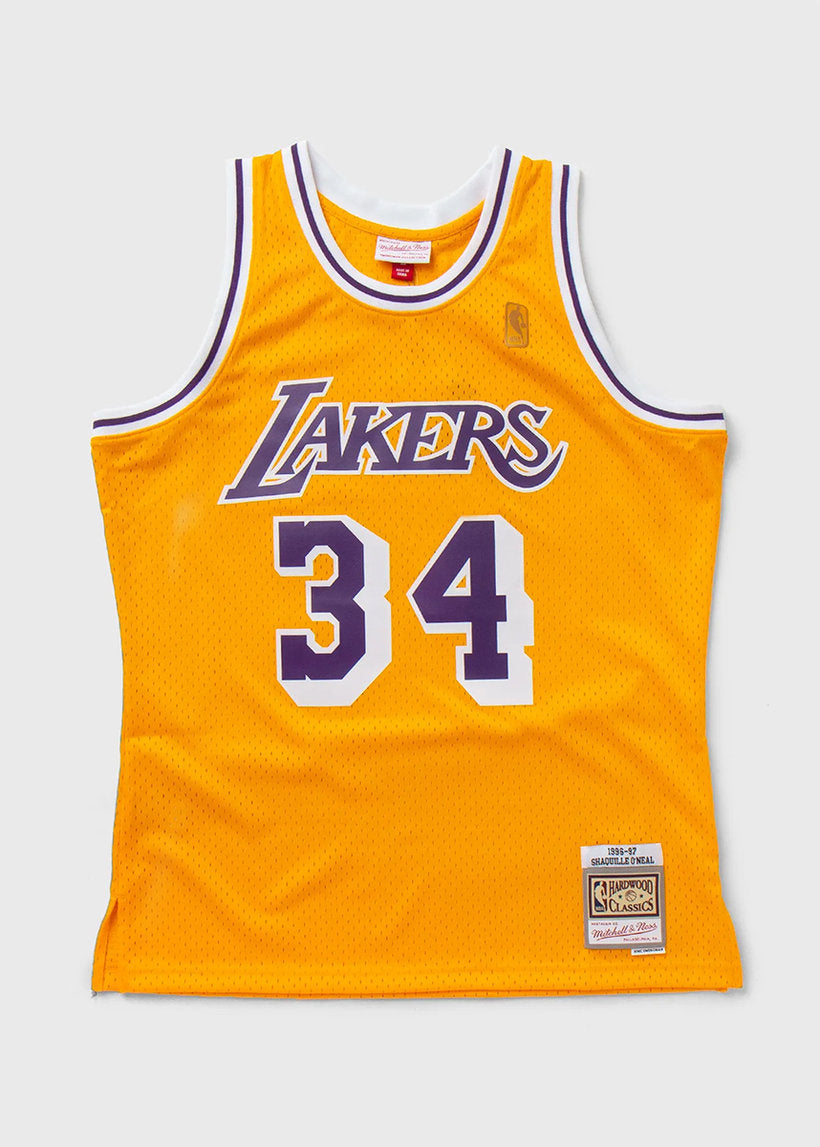 Mitchell &amp; Ness NBA Swingman Home Lakers 96 Shaquille O'Neal light gold jersey