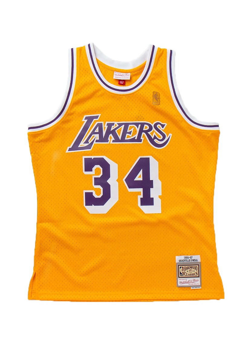 Mitchell &amp; Ness NBA Swingman Home Lakers 96 Shaquille O'Neal light gold jersey