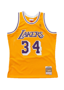 Mitchell &amp; Ness NBA Swingman Home Lakers 96 Shaquille O'Neal light gold jersey