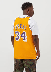 Mitchell &amp; Ness NBA Swingman Home Lakers 96 Shaquille O'Neal light gold jersey