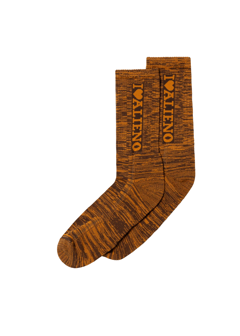 No Problemo I Heart glitch orange socks