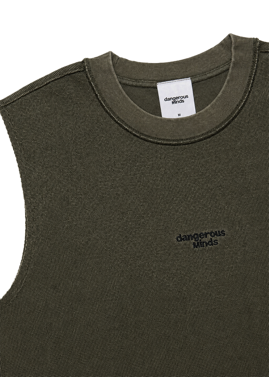 Dangerous Minds Waffle olive sleeveless tshirt