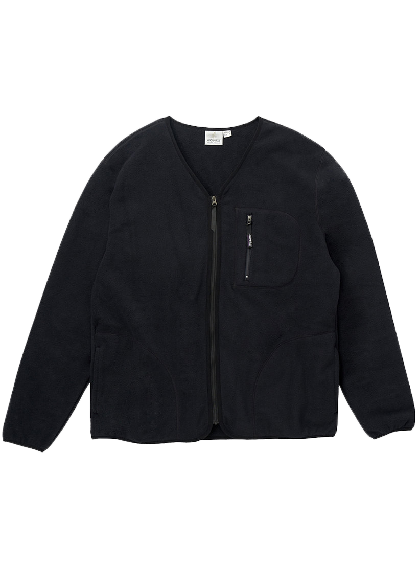 Gramicci G4FU-J017 black fleece zip-up cardigan